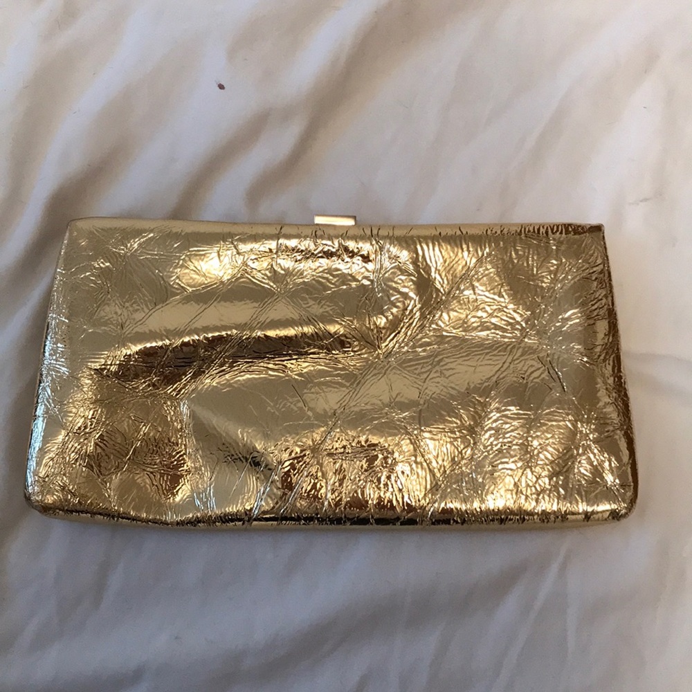J. Crew gold crackled clutch
